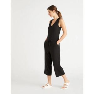 Quince Black V-Neck Jumpsuit